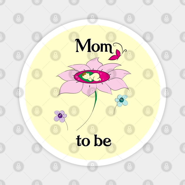 Mom To Be_Pink Flower Magnet by DitzyDonutsDesigns